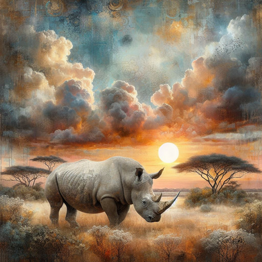 Cloudy Sky Sunset Rhino